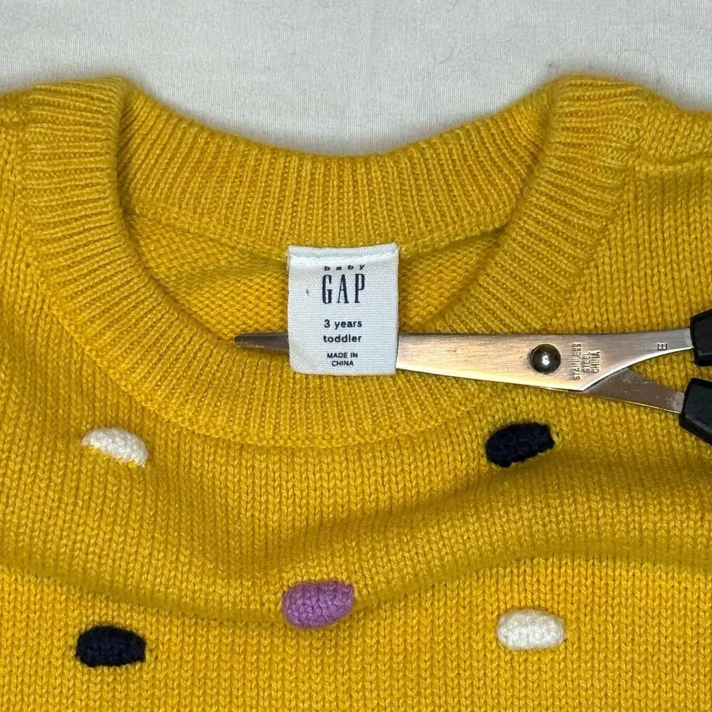 Baby Gap Textured Dot Pullover Sweater Girls 3T Bright Yellow
